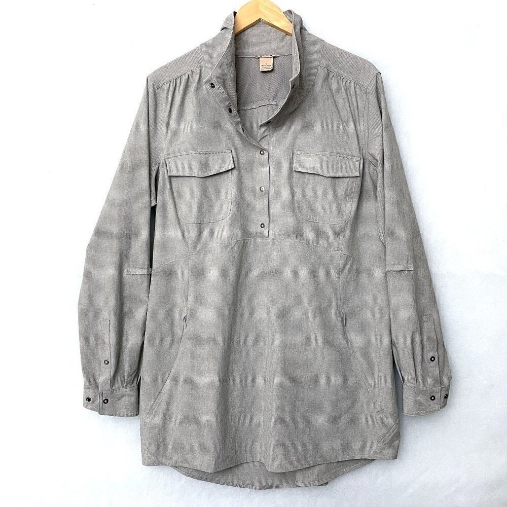 Duluth Trading Co Women's Green Snap Front Pullover Anorak Lightweight Shacket L
